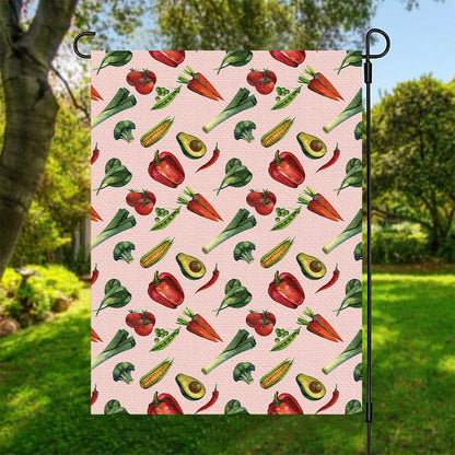 Watercolor Vegan Pattern Print Garden Flag