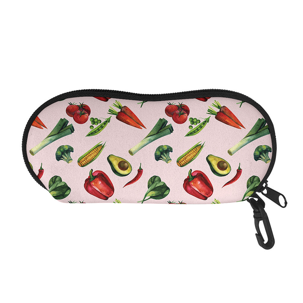Watercolor Vegan Pattern Print Glasses Case