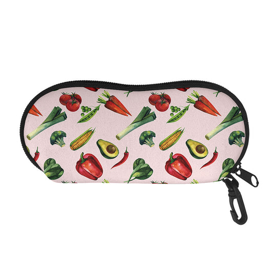 Watercolor Vegan Pattern Print Glasses Case