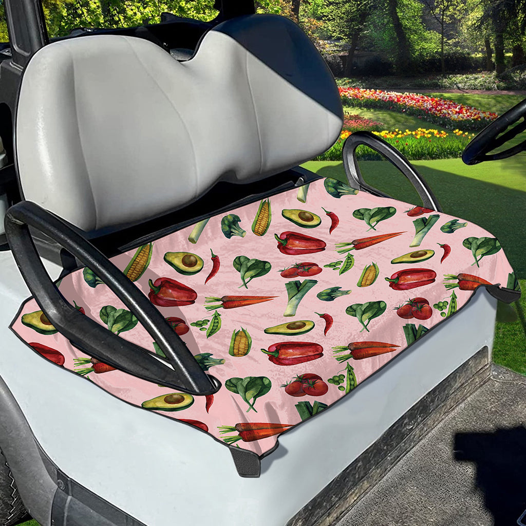 Watercolor Vegan Pattern Print Golf Cart Seat Cover