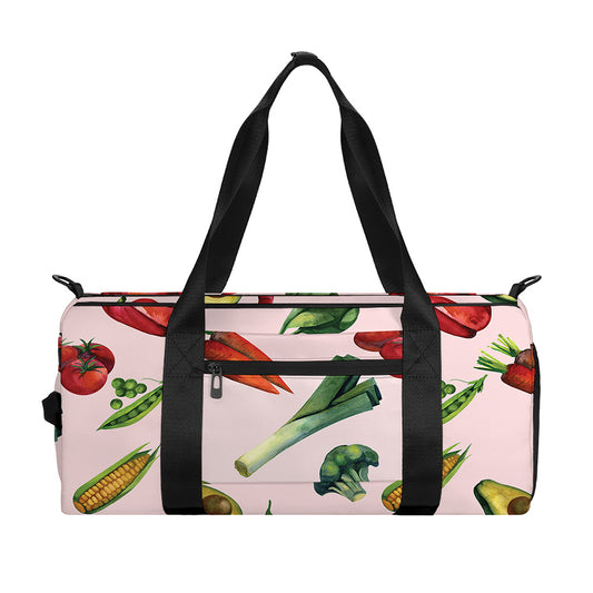 Watercolor Vegan Pattern Print Gym Bag