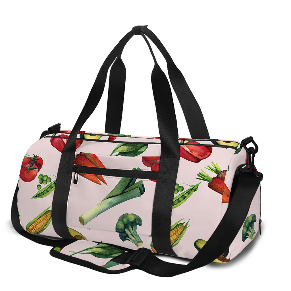 Watercolor Vegan Pattern Print Gym Bag