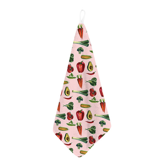 Watercolor Vegan Pattern Print Hand Towel