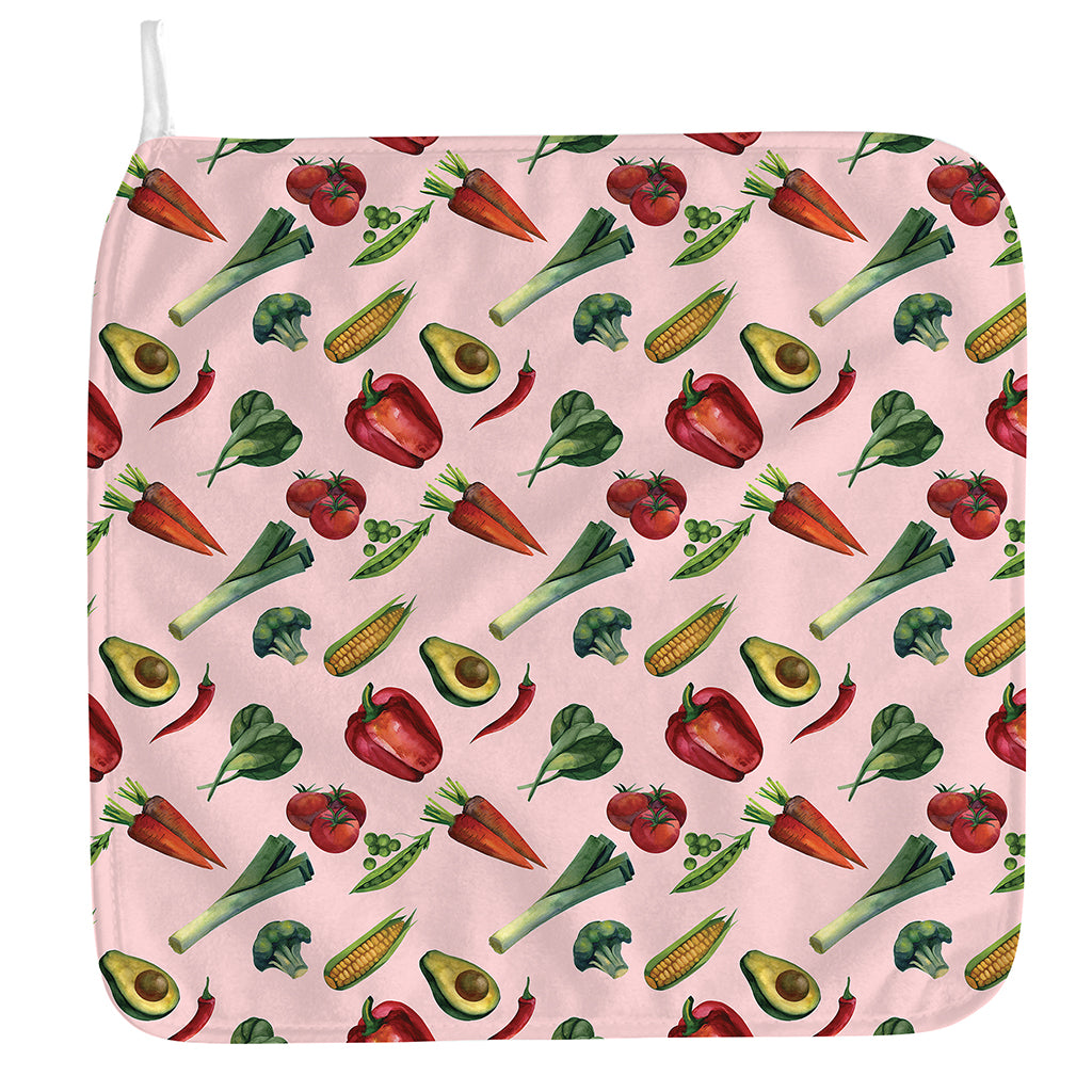 Watercolor Vegan Pattern Print Hand Towel