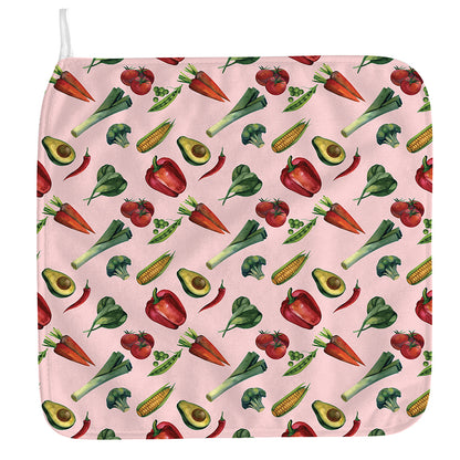 Watercolor Vegan Pattern Print Hand Towel