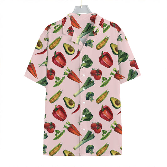 Watercolor Vegan Pattern Print Hawaiian Shirt