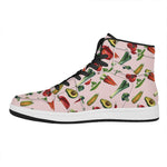 Watercolor Vegan Pattern Print High Top Leather Sneakers