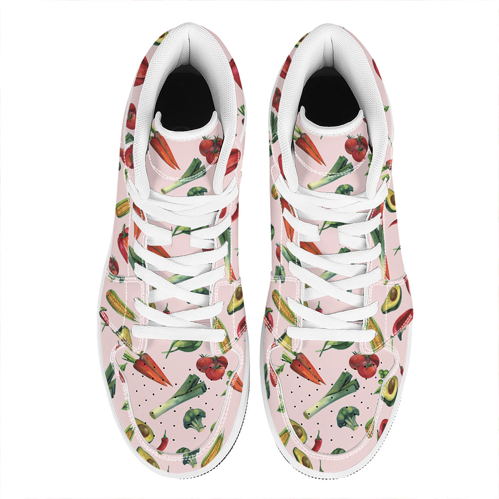 Watercolor Vegan Pattern Print High Top Leather Sneakers