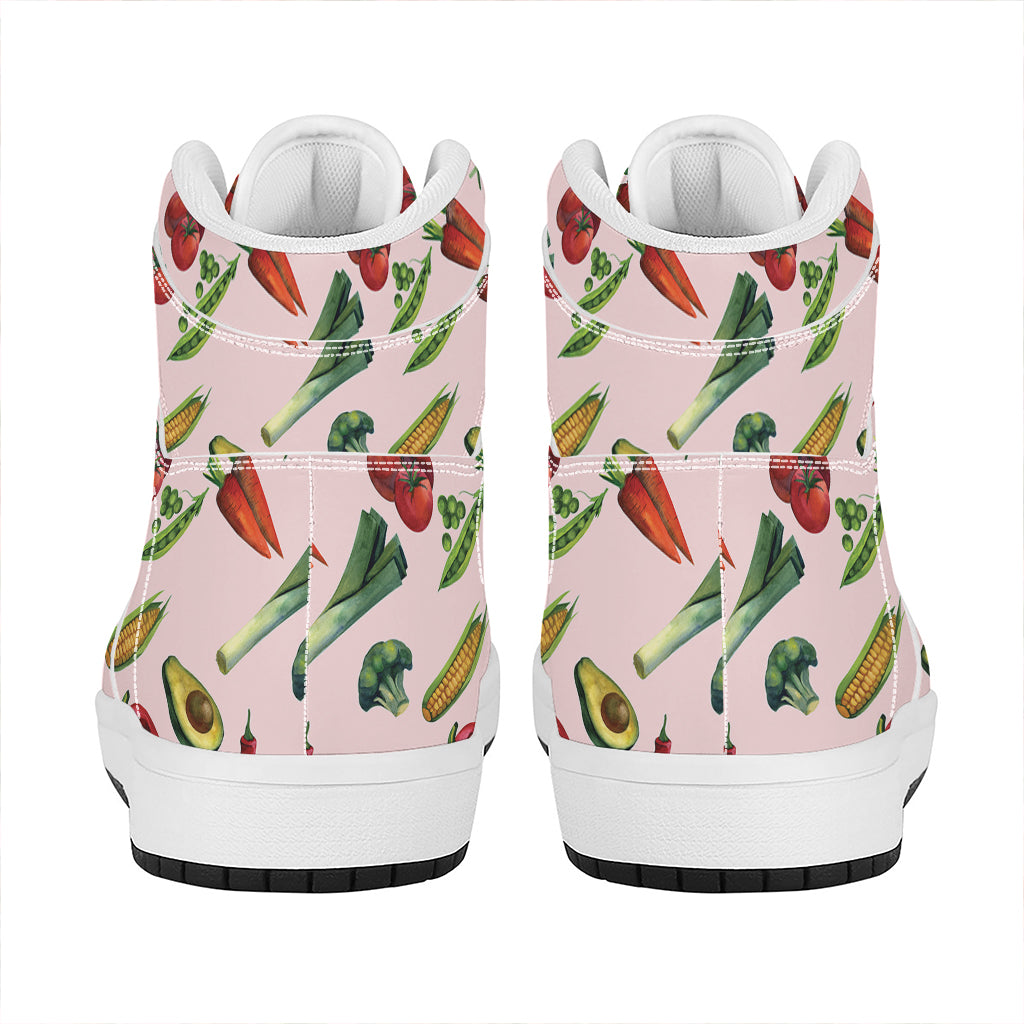 Watercolor Vegan Pattern Print High Top Leather Sneakers
