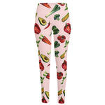 Watercolor Vegan Pattern Print High-Waisted Pocket Leggings