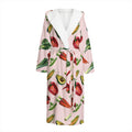 Watercolor Vegan Pattern Print Hooded Bathrobe