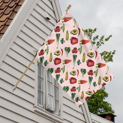 Watercolor Vegan Pattern Print House Flag