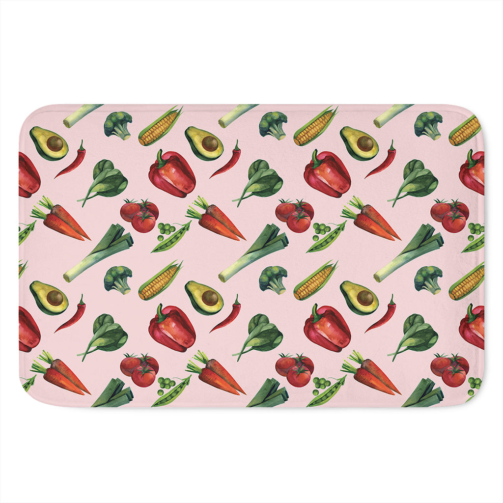 Watercolor Vegan Pattern Print Indoor Door Mat