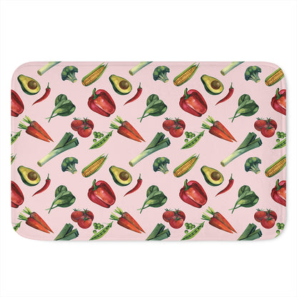 Watercolor Vegan Pattern Print Indoor Door Mat