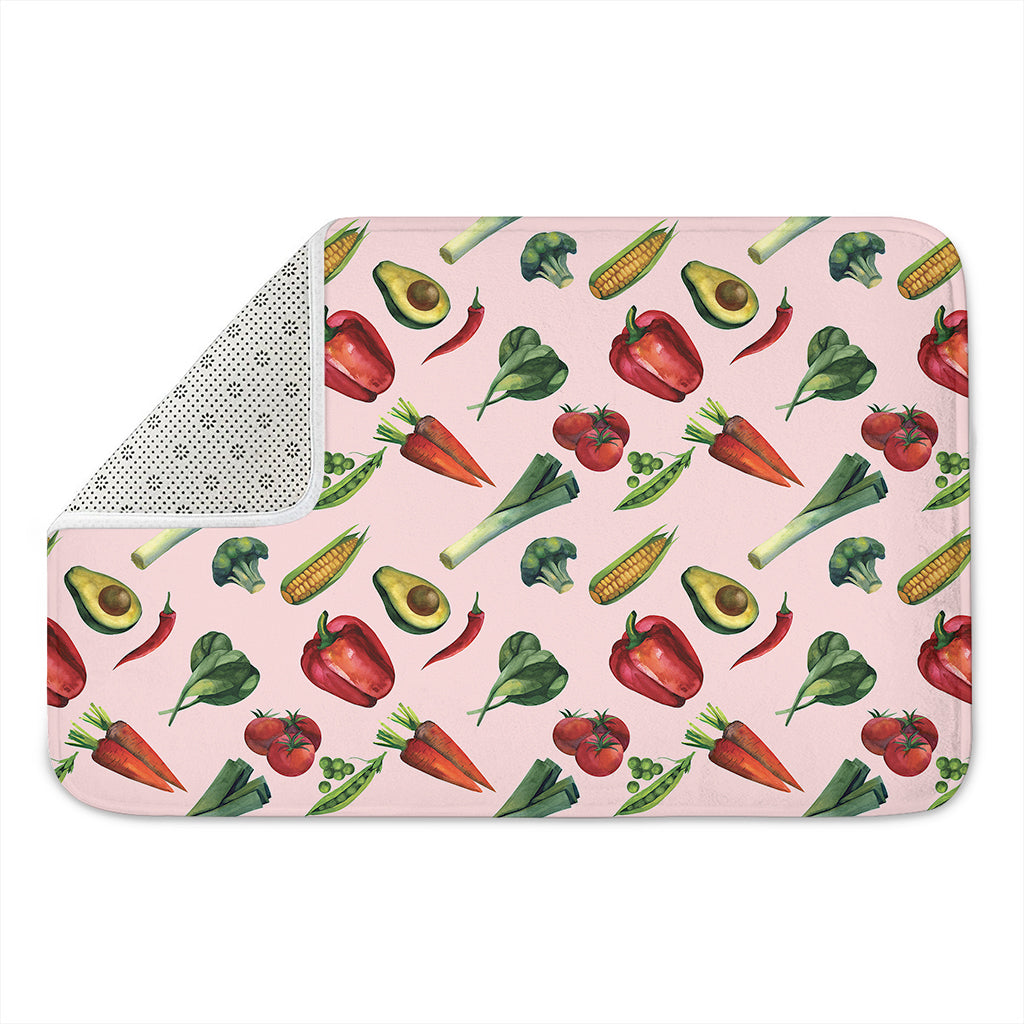 Watercolor Vegan Pattern Print Indoor Door Mat
