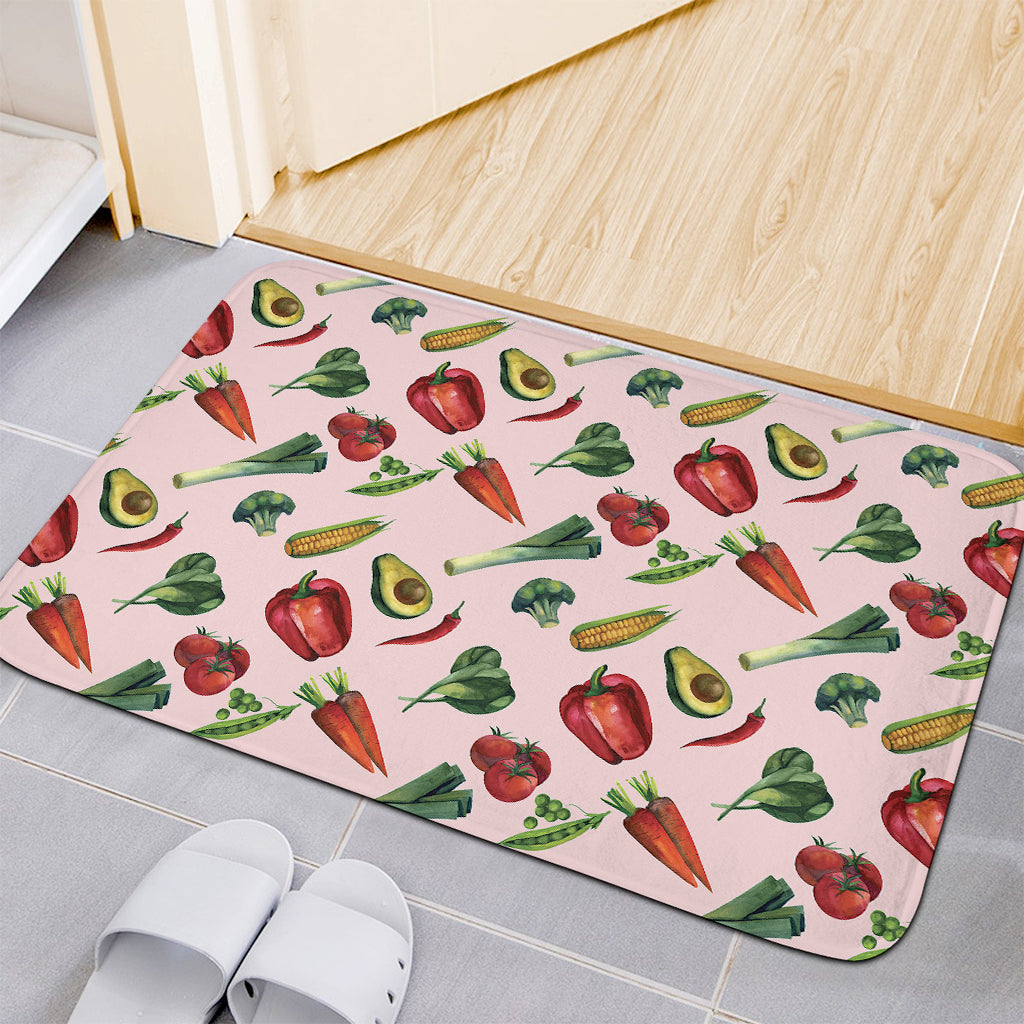 Watercolor Vegan Pattern Print Indoor Door Mat