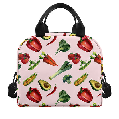 Watercolor Vegan Pattern Print Insulated Lunch Bag