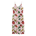 Watercolor Vegan Pattern Print Jersey Midi Cami Dress