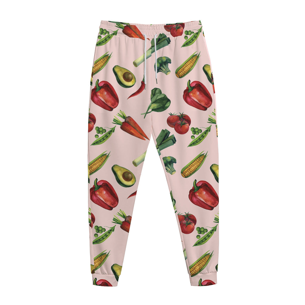 Watercolor Vegan Pattern Print Jogger Pants
