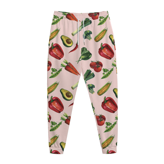 Watercolor Vegan Pattern Print Jogger Pants