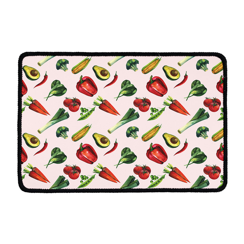 Watercolor Vegan Pattern Print Kitchen Mat