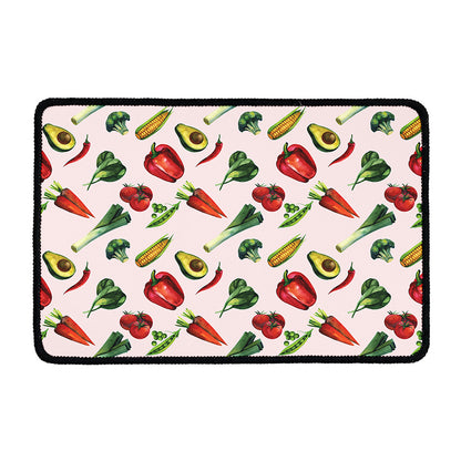 Watercolor Vegan Pattern Print Kitchen Mat
