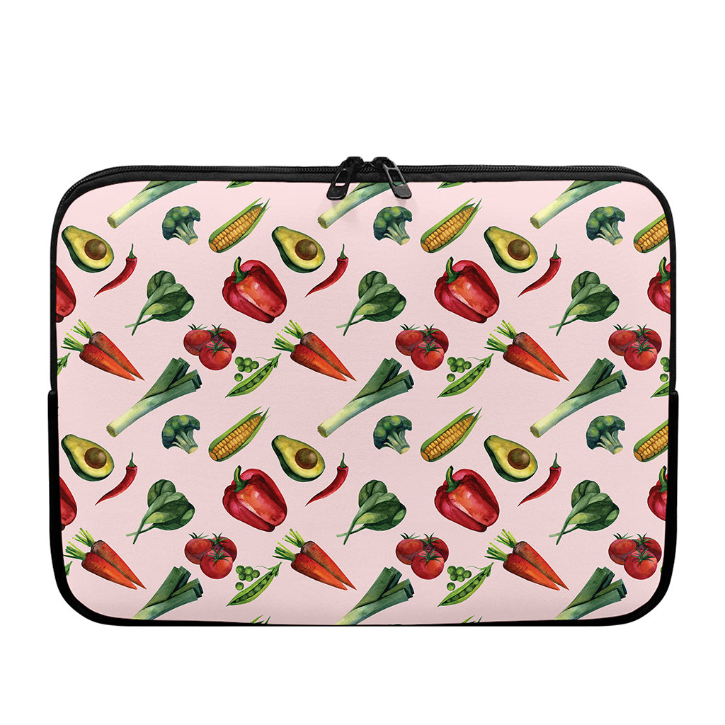 Watercolor Vegan Pattern Print Laptop Sleeve