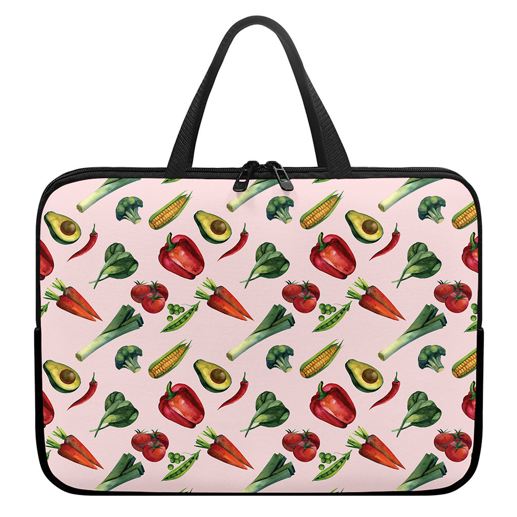 Watercolor Vegan Pattern Print Laptop Sleeve With Handle
