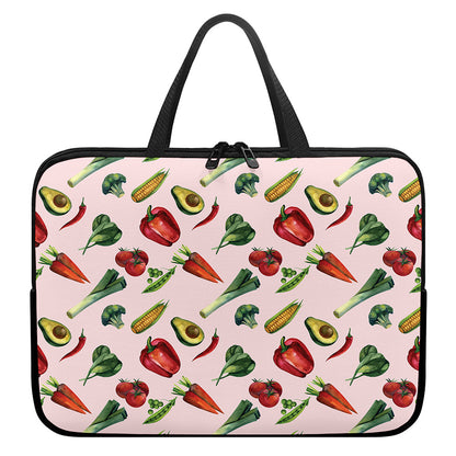 Watercolor Vegan Pattern Print Laptop Sleeve With Handle