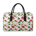 Watercolor Vegan Pattern Print Leather Duffel Bag