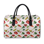 Watercolor Vegan Pattern Print Leather Duffle Bag