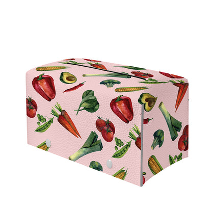 Watercolor Vegan Pattern Print Leather Tissue Box Cover