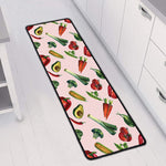 Watercolor Vegan Pattern Print Long Kitchen Mat