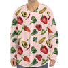 Watercolor Vegan Pattern Print Long Sleeve Baseball Jersey