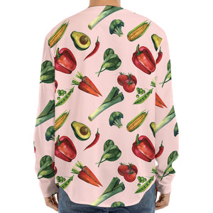 Watercolor Vegan Pattern Print Long Sleeve Baseball Jersey