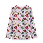 Watercolor Vegan Pattern Print Long Sleeve Short Coat
