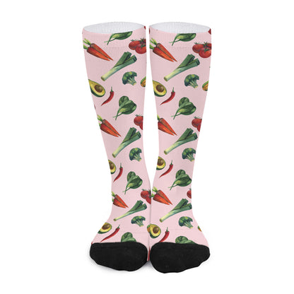 Watercolor Vegan Pattern Print Long Socks