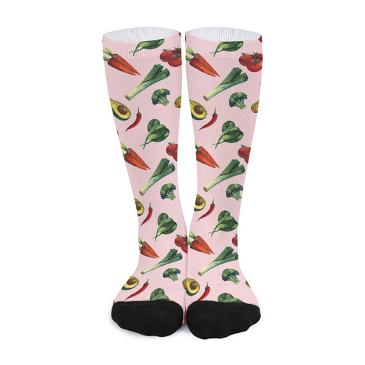 Watercolor Vegan Pattern Print Long Socks