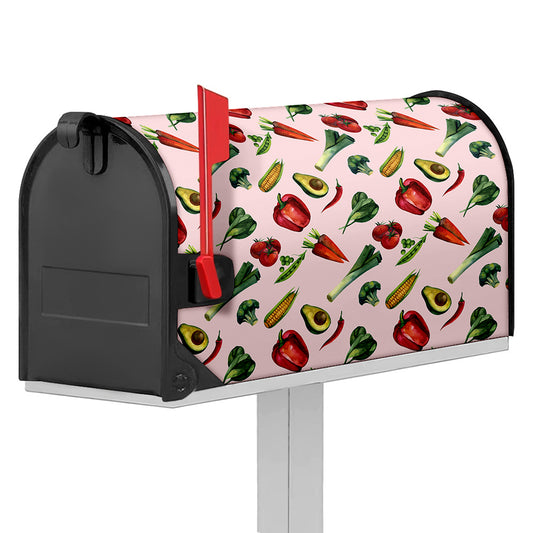 Watercolor Vegan Pattern Print Mailbox Cover