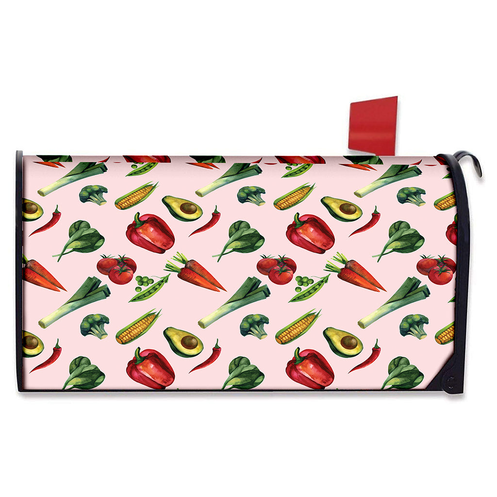 Watercolor Vegan Pattern Print Mailbox Cover
