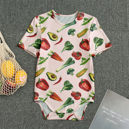 Watercolor Vegan Pattern Print Men's Bodysuit