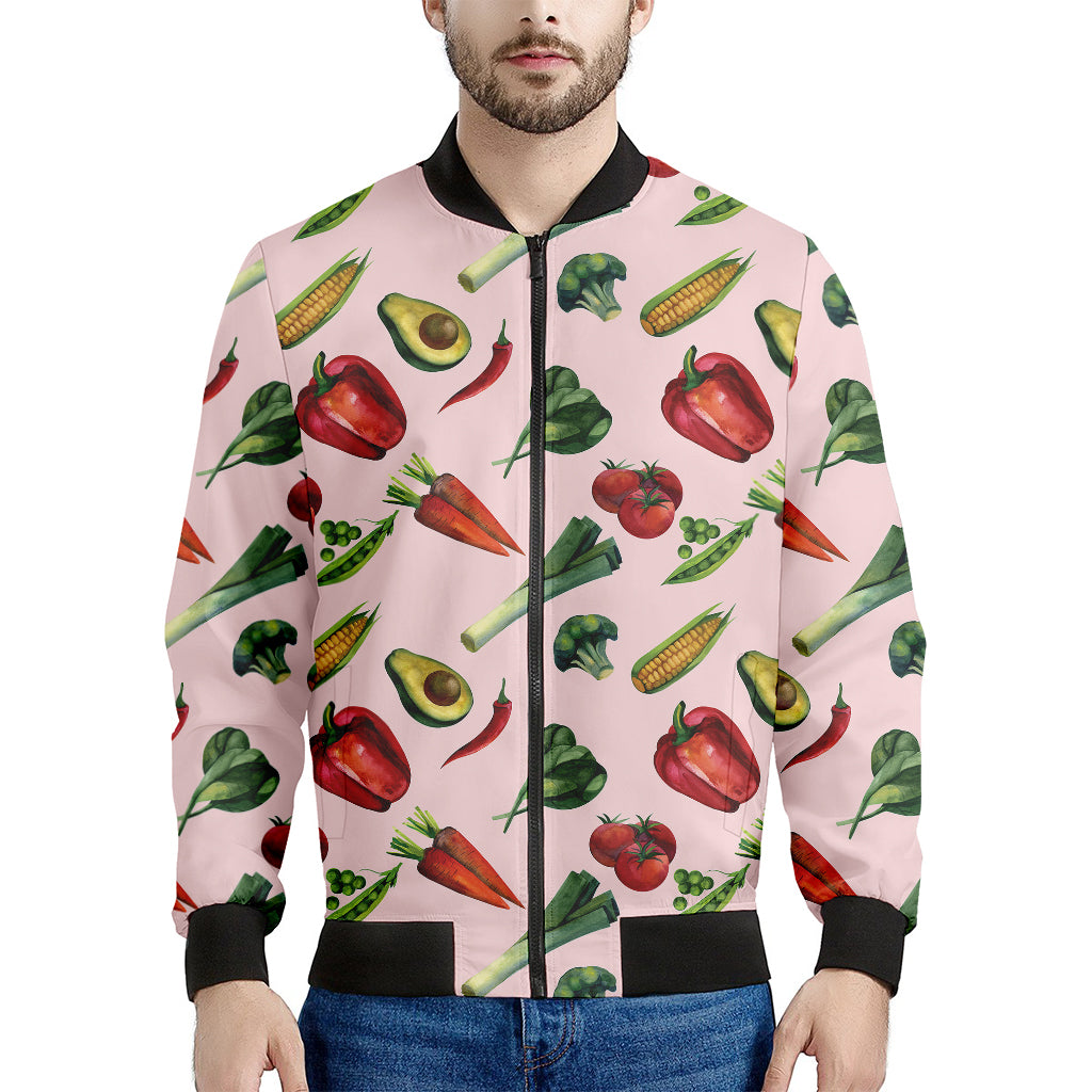 Watercolor Vegan Pattern Print Men's Bomber Jacket