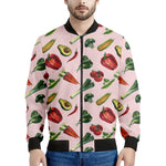Watercolor Vegan Pattern Print Men's Bomber Jacket