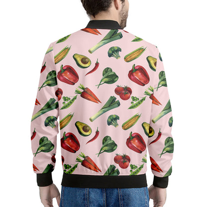 Watercolor Vegan Pattern Print Men's Bomber Jacket