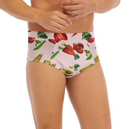 Watercolor Vegan Pattern Print Men's Briefs