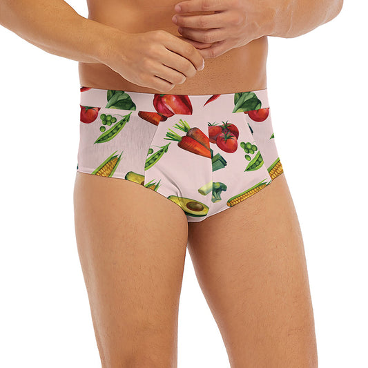 Watercolor Vegan Pattern Print Men's Briefs