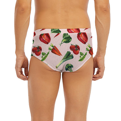 Watercolor Vegan Pattern Print Men's Briefs