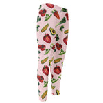 Watercolor Vegan Pattern Print Men's Compression Pants