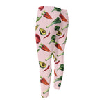 Watercolor Vegan Pattern Print Men's Compression Pants