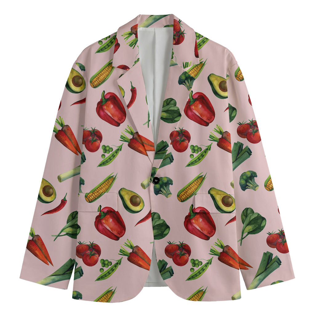 Watercolor Vegan Pattern Print Men's Cotton Blazer